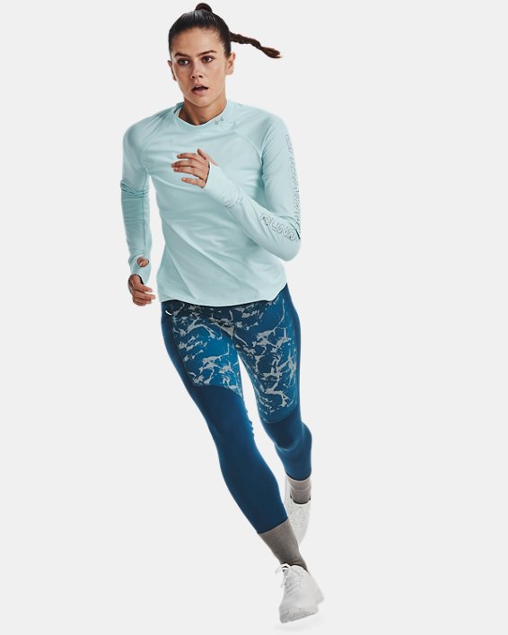 Women's UA OutRun The Cold Long Sleeve, Blue, pdpMainDesktop image number 2